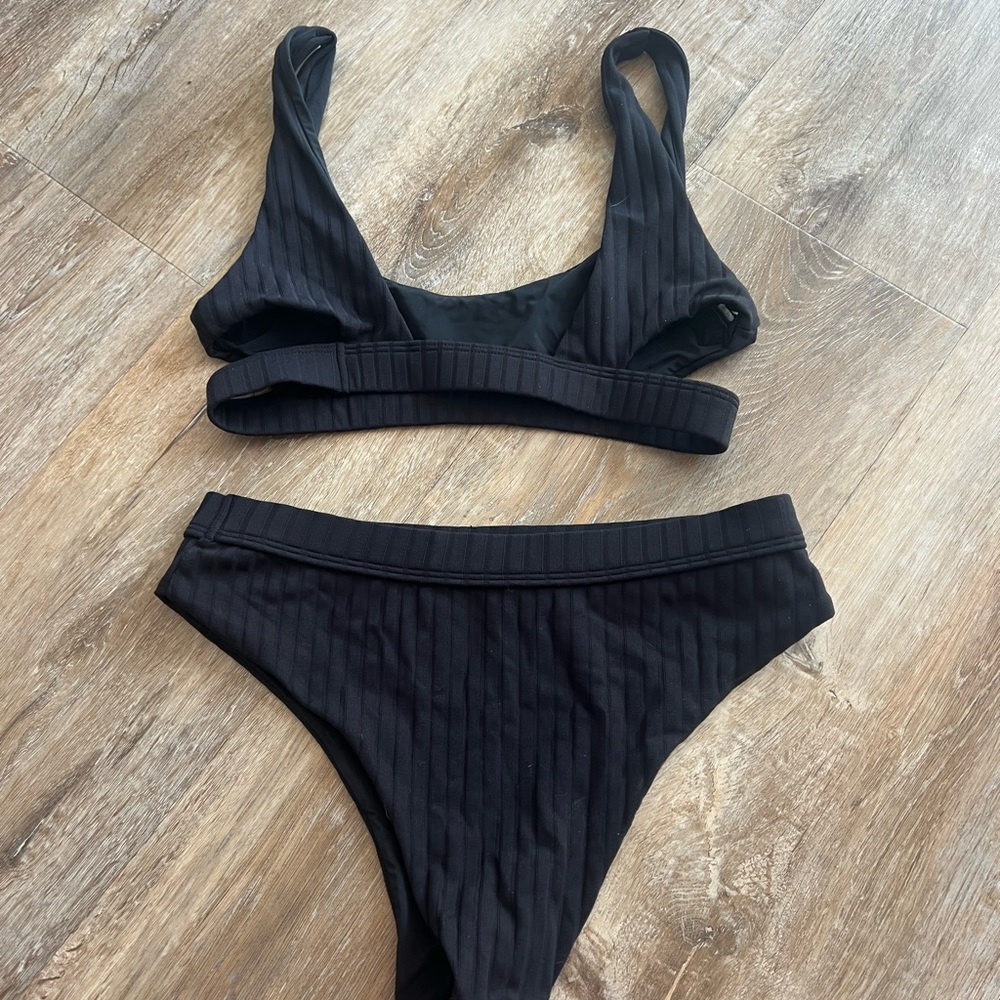 bond-eye Black Ribbed Bikini Set - Picture 2 of 5